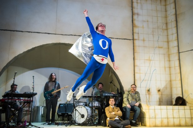 Oberon is a hapless superhero in blue lycra and a questionable bumbag